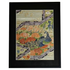 Japanese Kimono Art / Embroidered Wall Art, The King of Peacocks