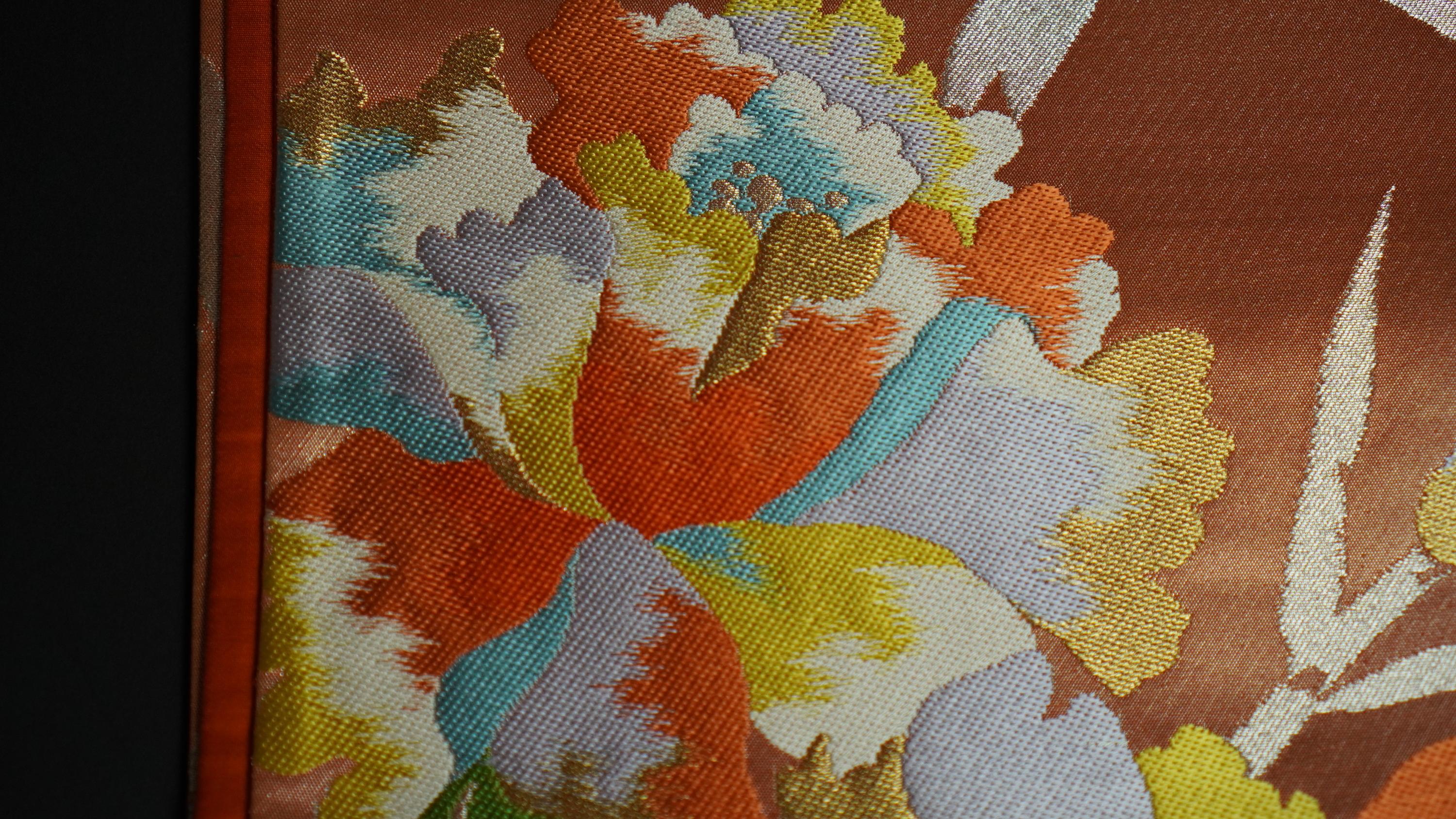 Silk Japanese Wall Art / Kimono Art, Field of Carnation For Sale
