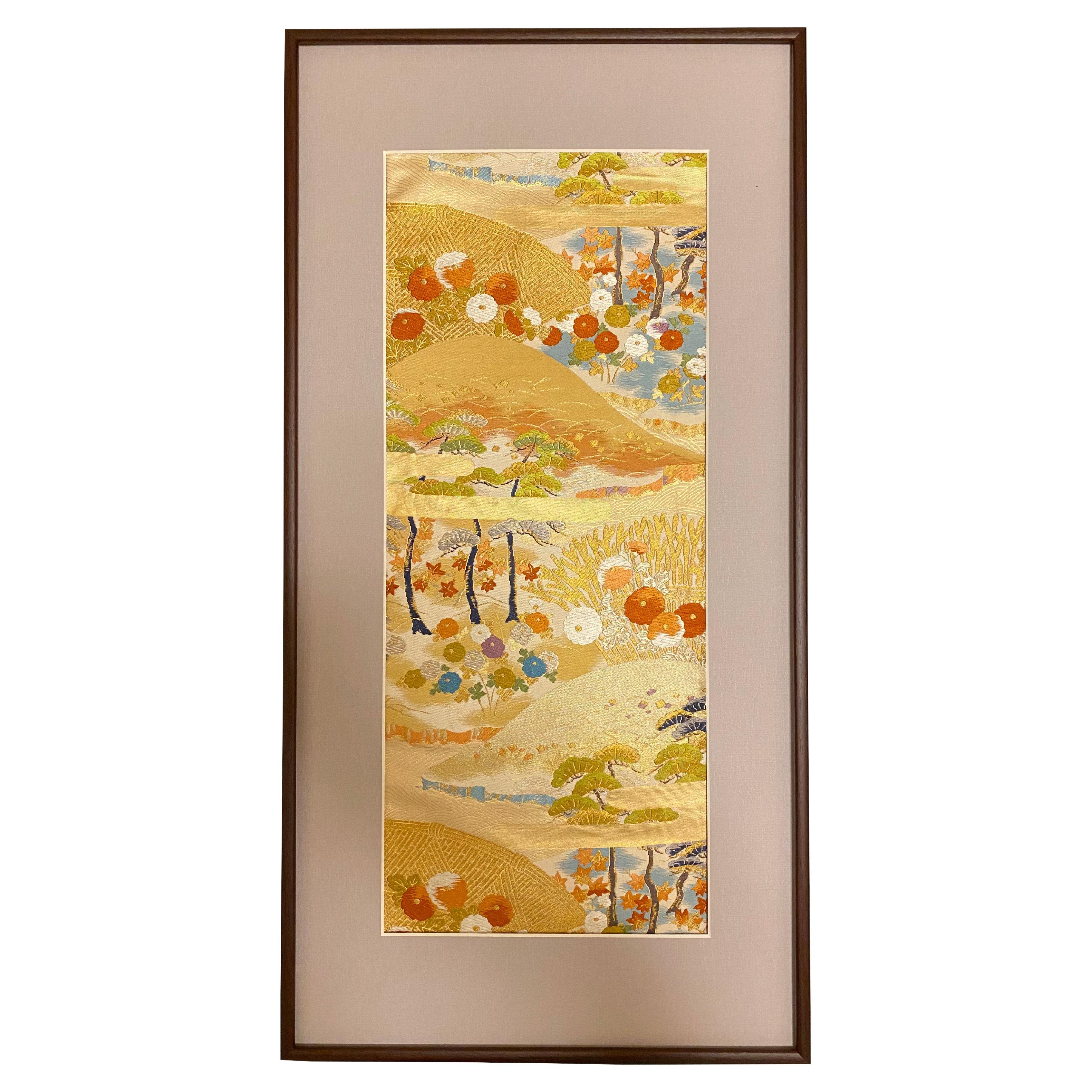 Art japonais du kimono, jardin au bord de la mer