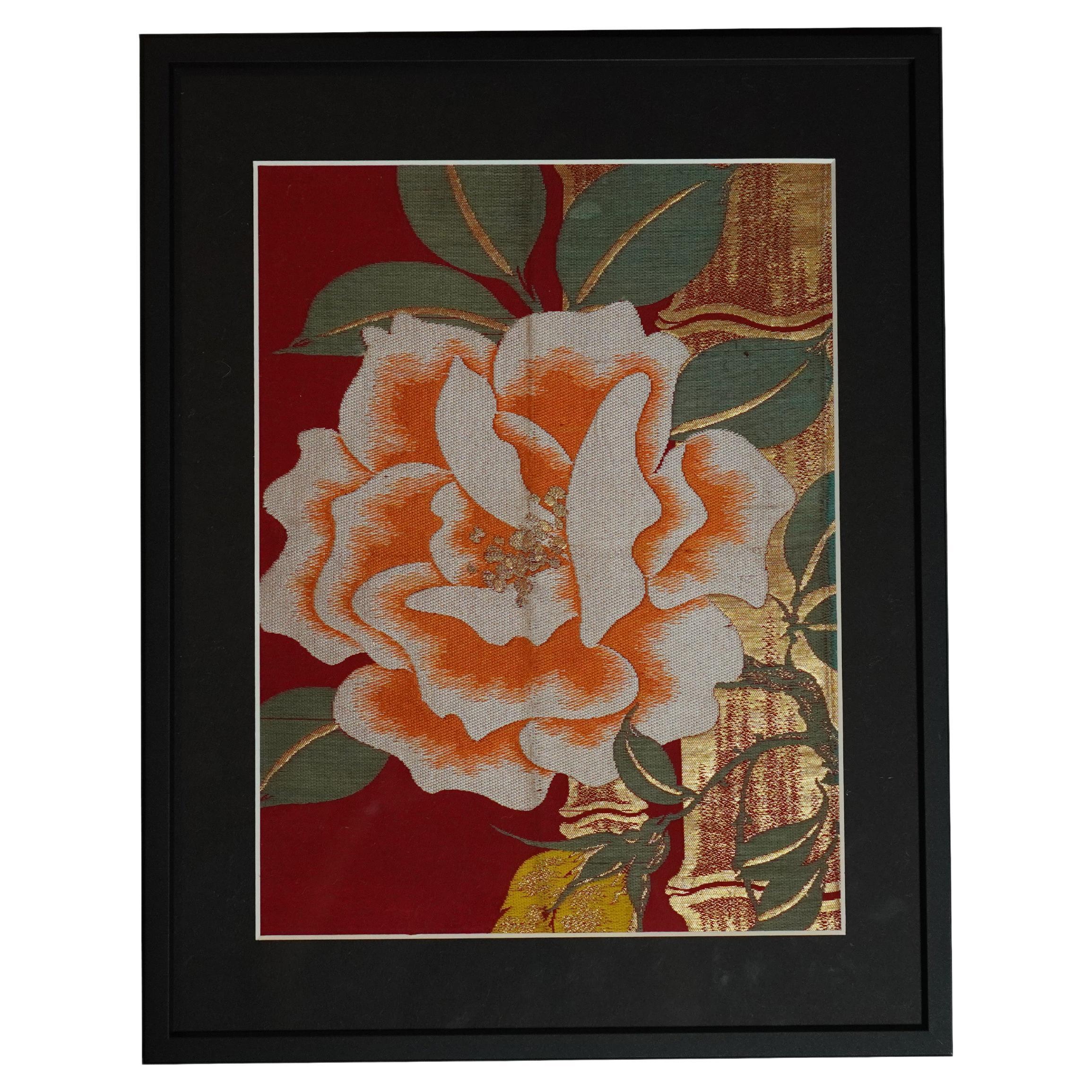 Japanische Kimono-Kunst / asiatische Wandkunst, Mother's Rose im Angebot