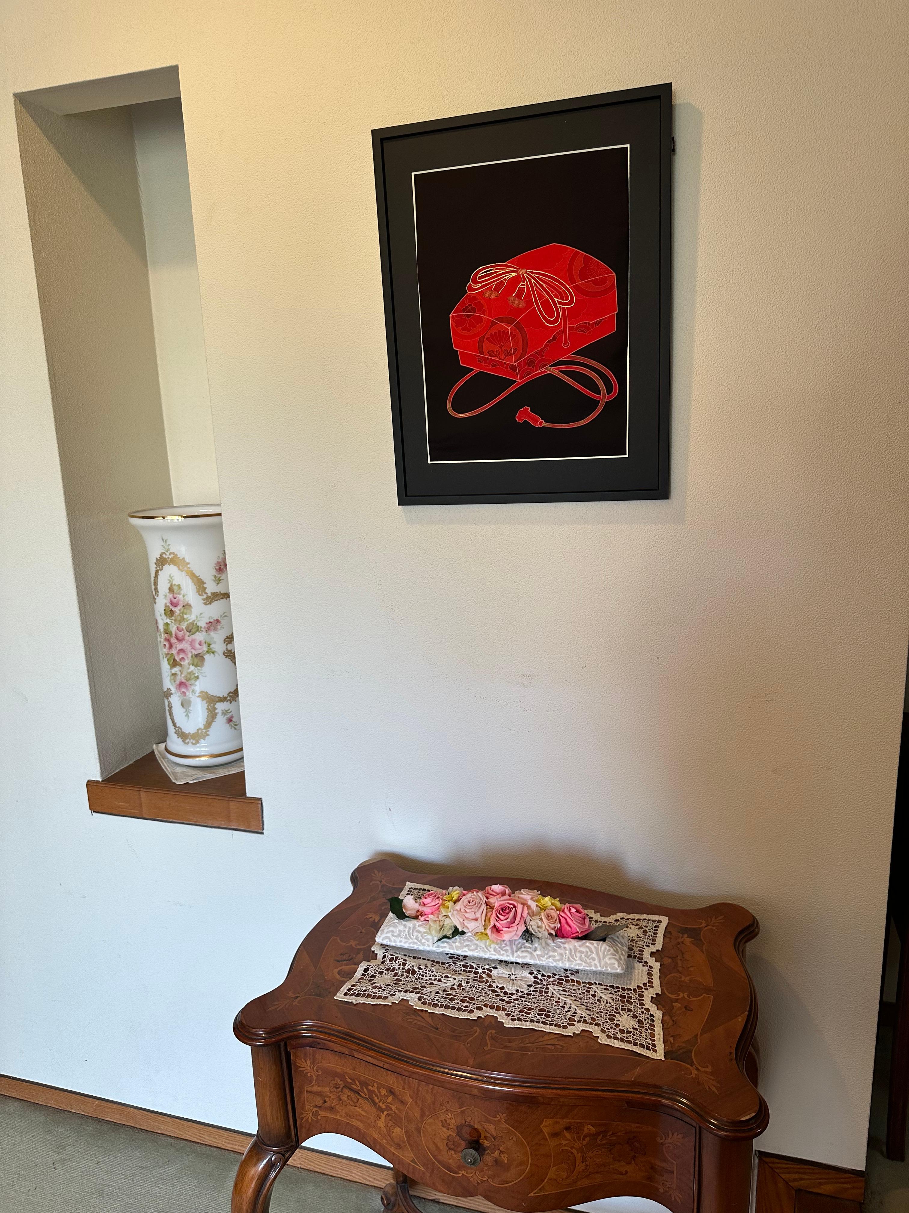 Fait main Art japonais / Art kimono / Décoration murale -Fumi Bako en vente