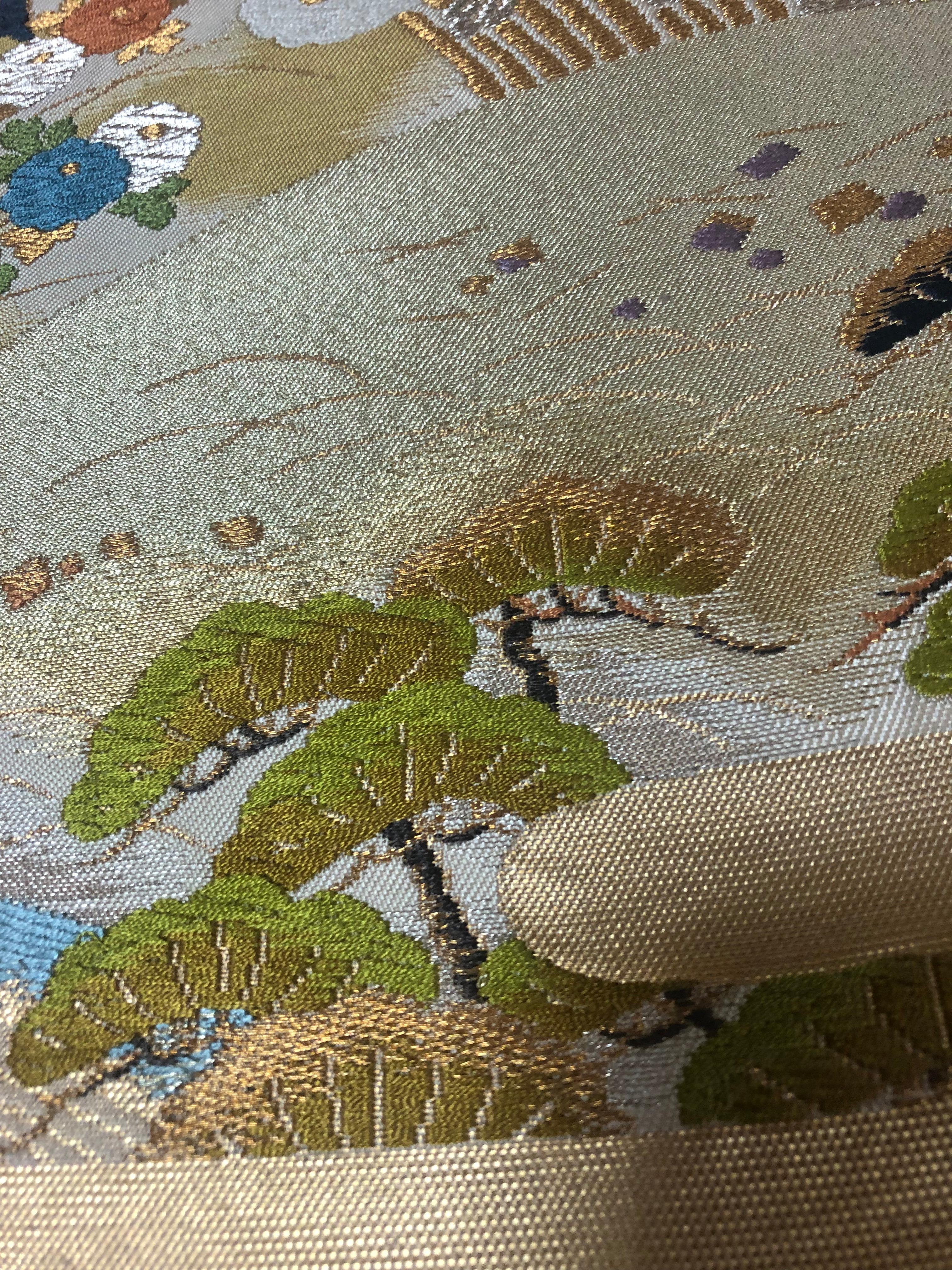Fait main Art du kimono japonais / Tapisserie de kimono / Rouleau de suspension, Garden by the Sea en vente