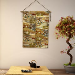 Japanese Kimono Art / Kimono Tapestry / Hanging Scroll, Garden by the Sea