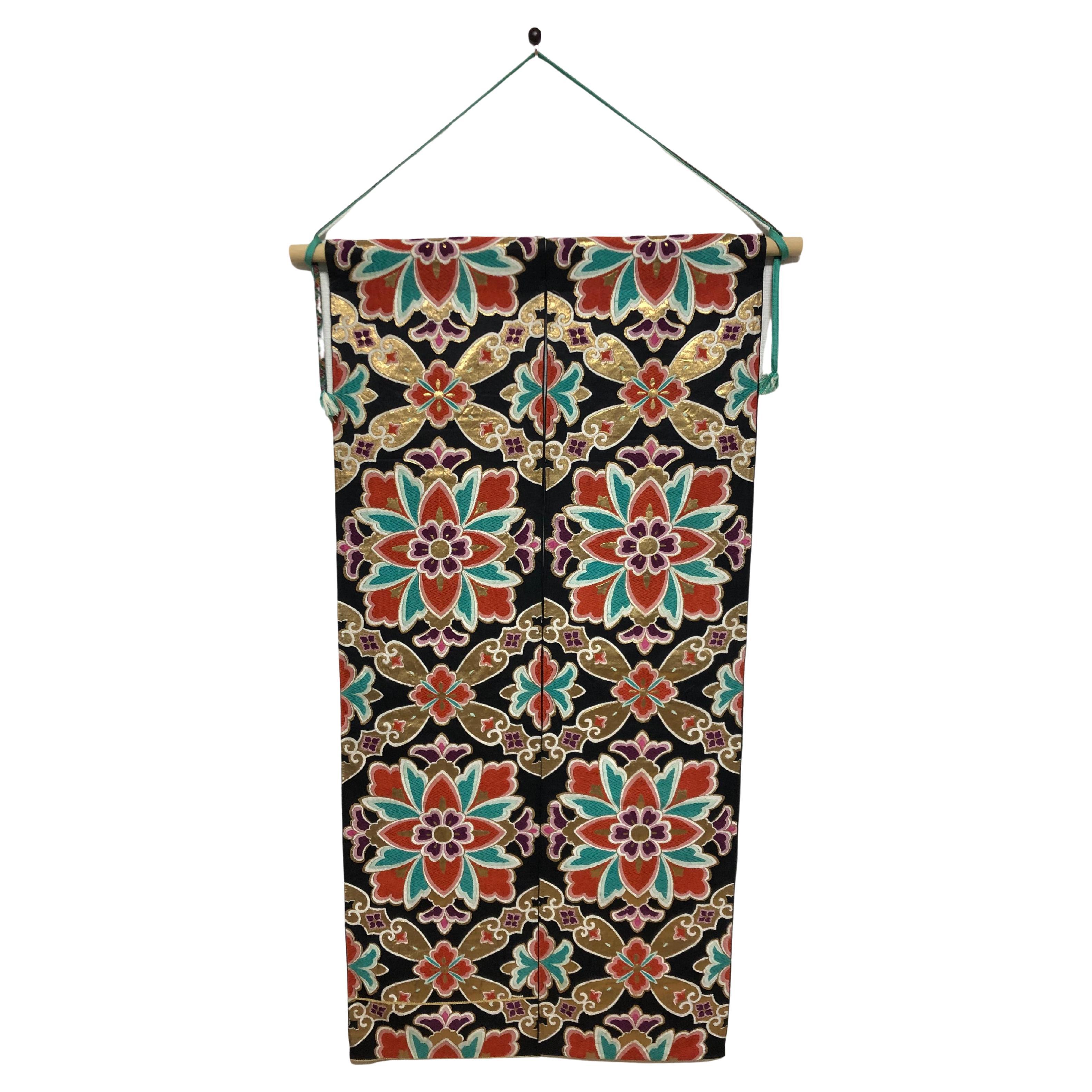 Japanese Kimono Art / Kimono Tapestry, Large Flower(KC34AB) For Sale at 1stDibs