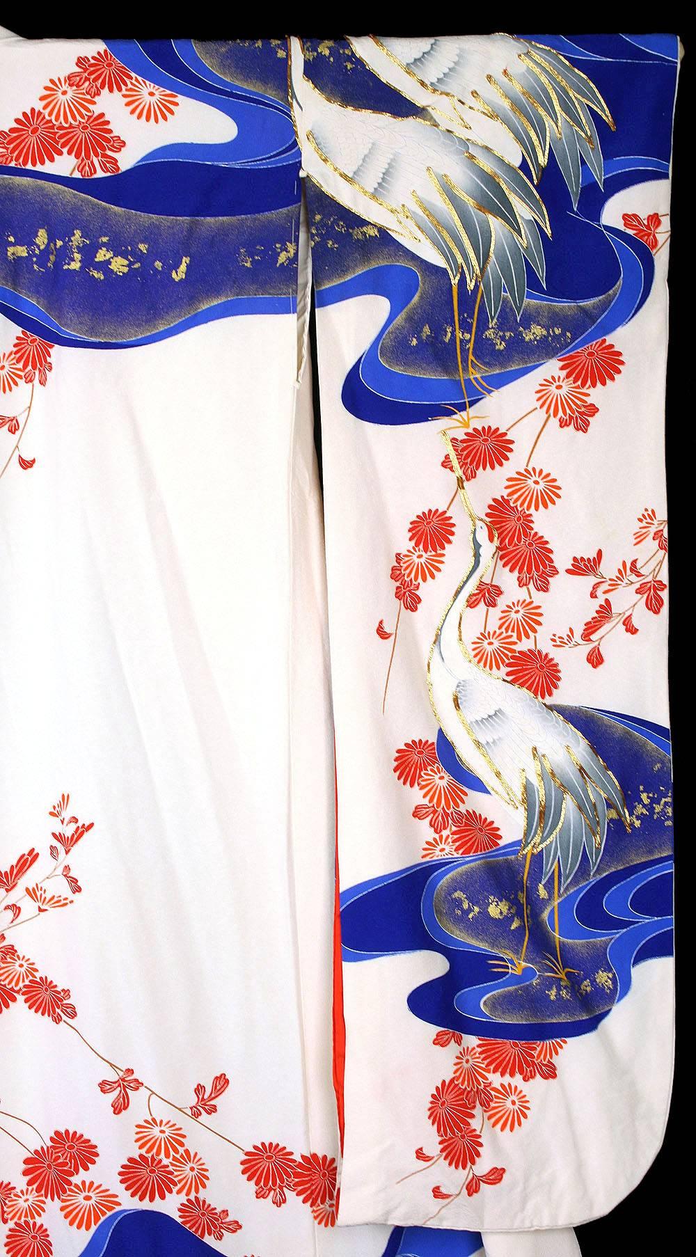 Vintage Silk Silver Brocade  Japanese Ceremonial Kimono, MidCentury  For Sale 8