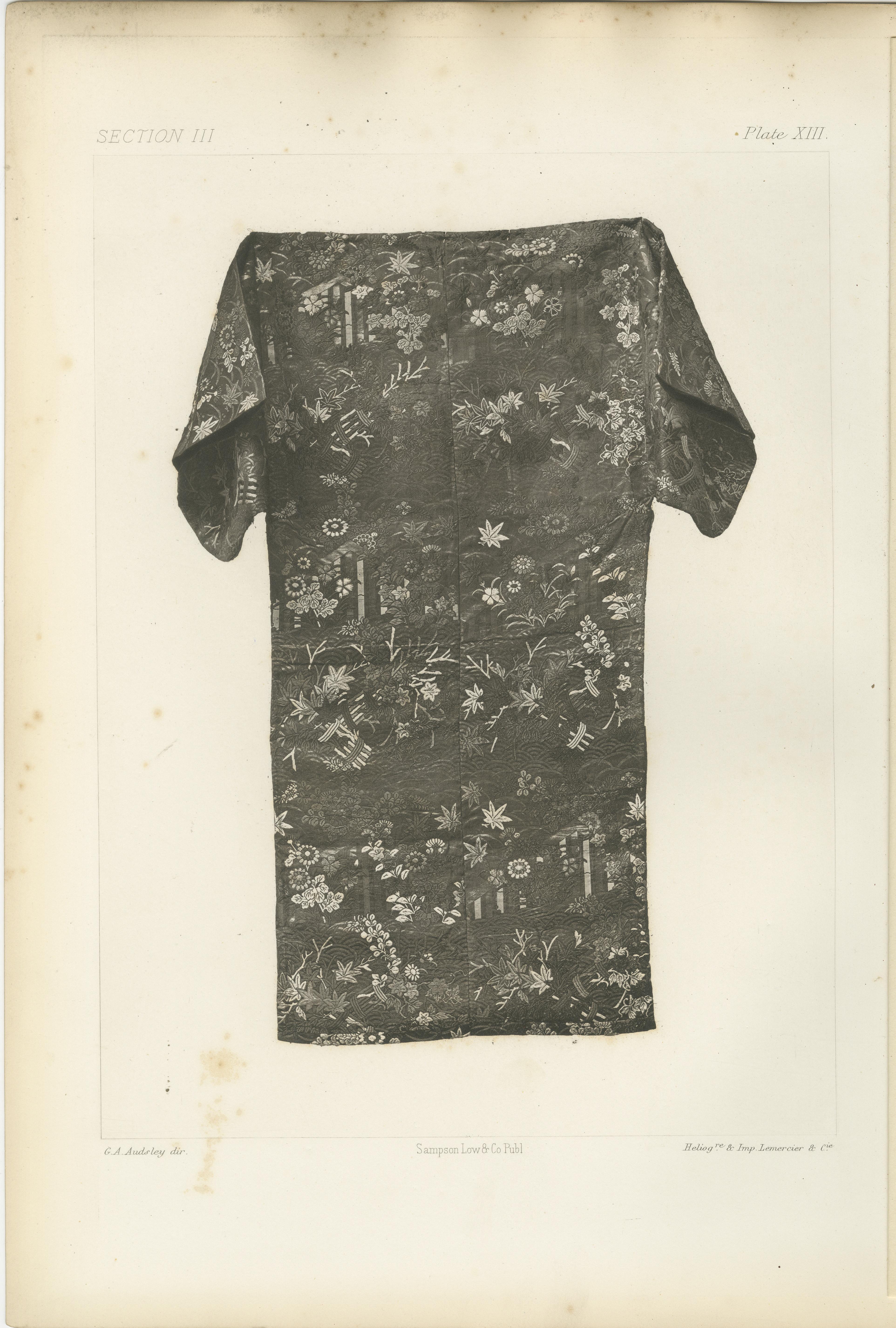 Kimonos japonais à motifs de Nature : Héliogravures anciennes, 19e siècle Bon état - En vente à Langweer, NL