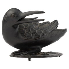 Antique Japanese Kingfisher bronze sculpture