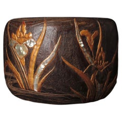 Japanese Kiri Wood Hibachi with Copper Insert, Meiji Period, 19th Century