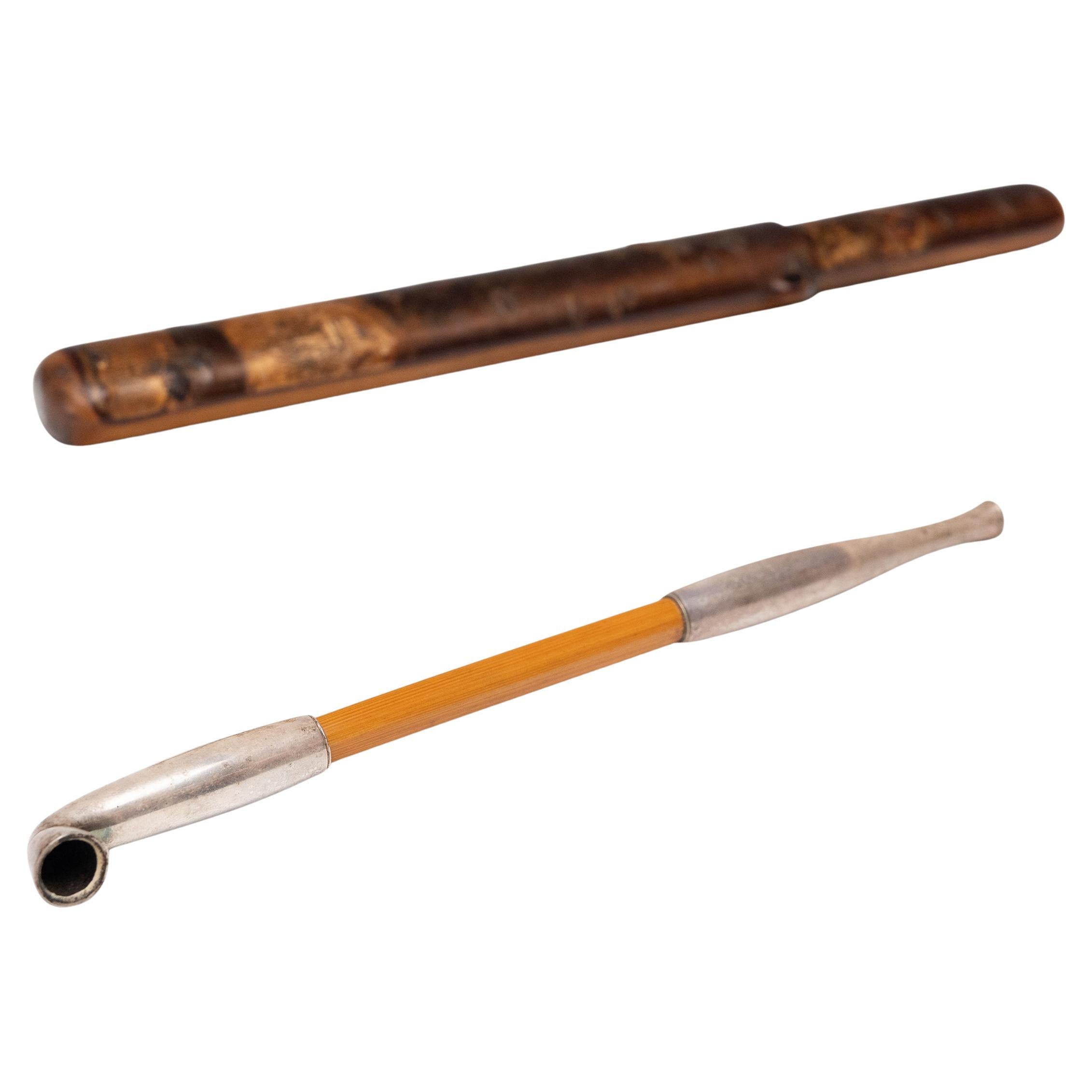 Pipa da tabacco giapponese Kiseru e astuccio, 1900 ca.