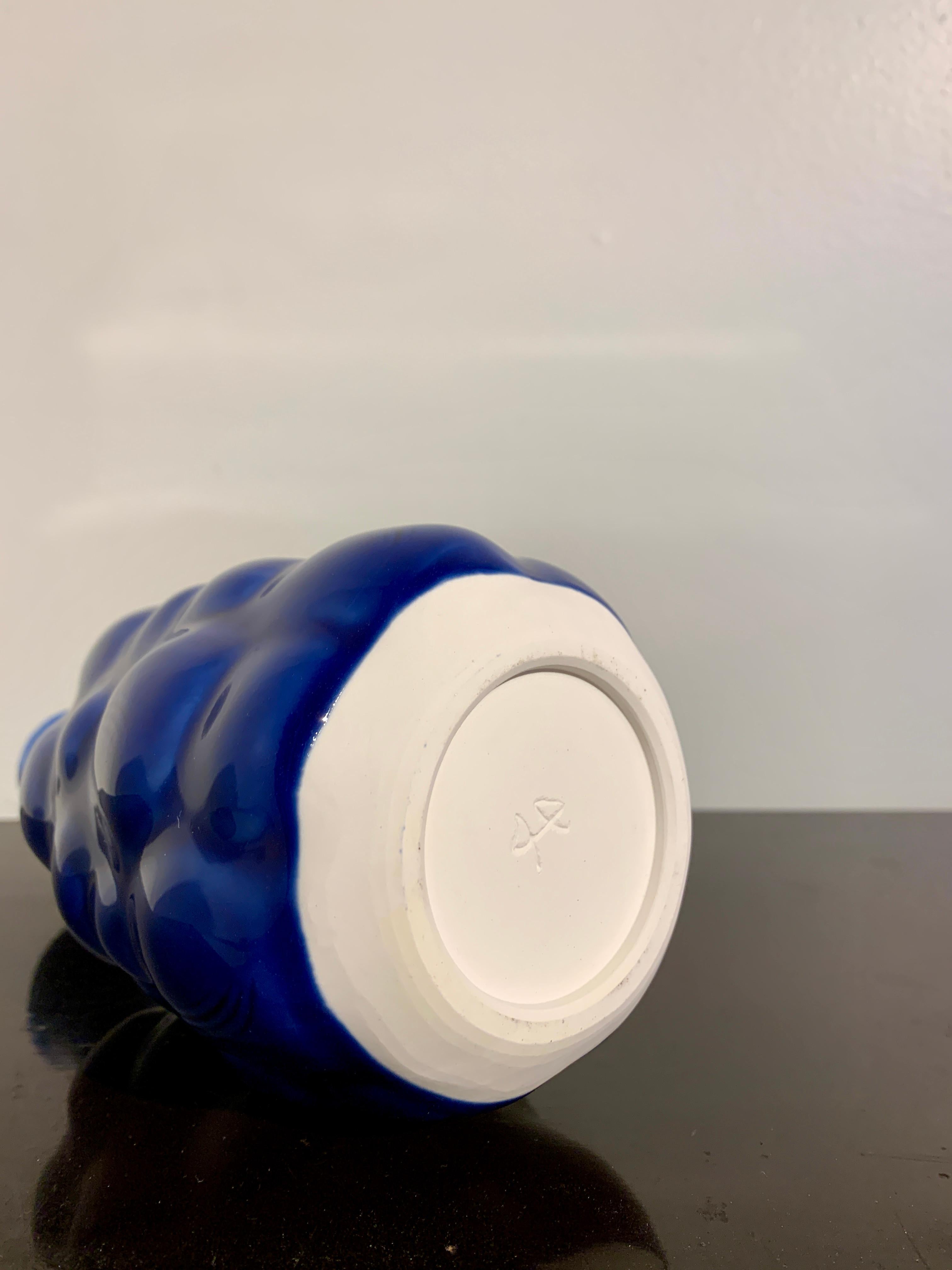 Porcelain Japanese Kobeigama Cobalt Blue Glazed Vase Attributed to Kato Takuo, Late 20th c