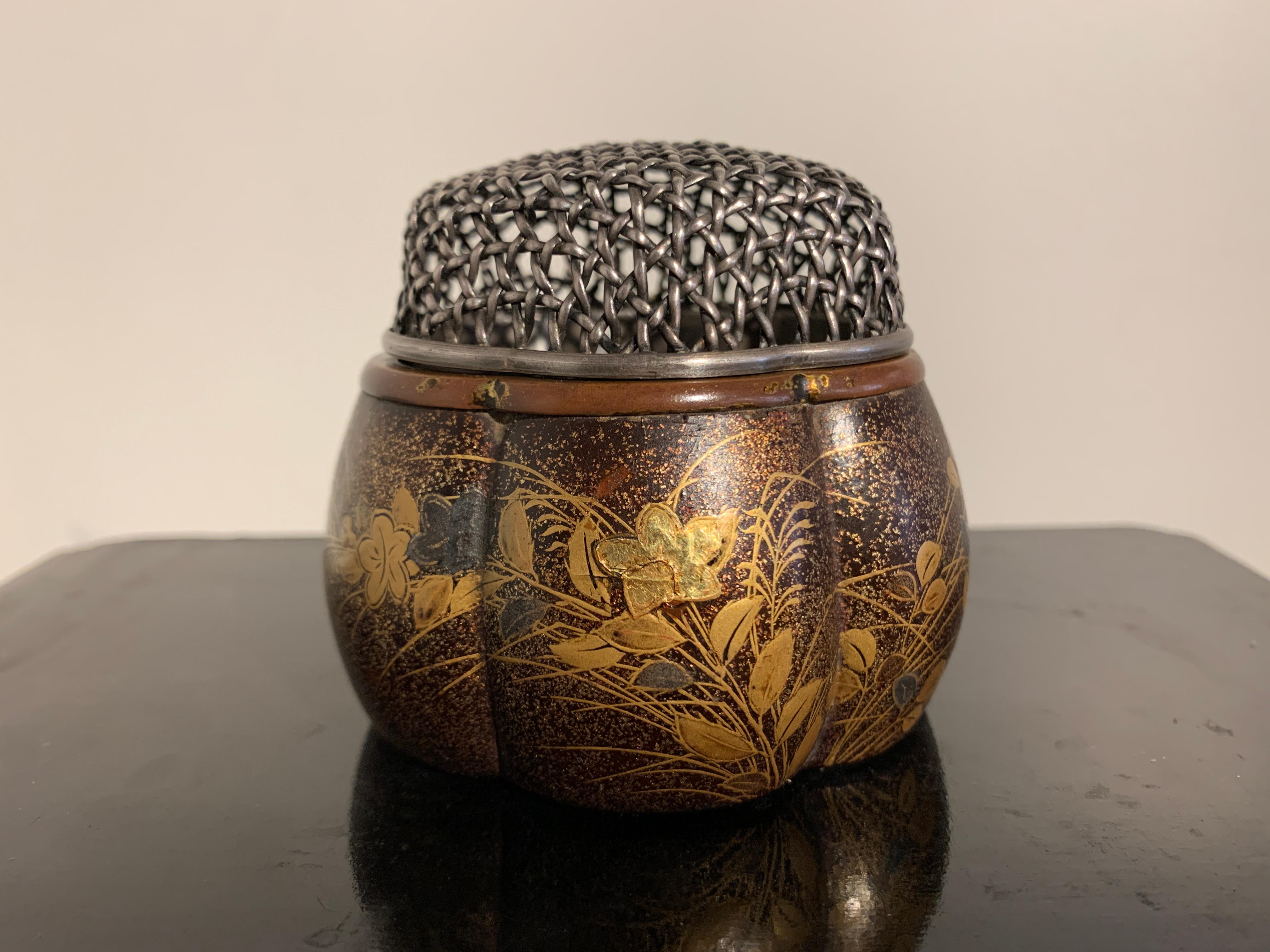 Hand-Woven Japanese Kodai-ji Style Lacquer Incense Burner, Akoda Koro, Momoyama Period