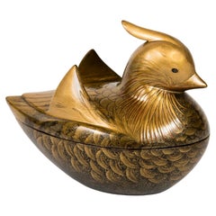 Japanese Kogo or incens box in the form of a duck in takamakie-e lacquer