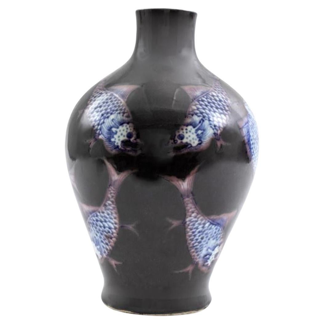 Japanese Koi Fish Ceramic Vase For Sale