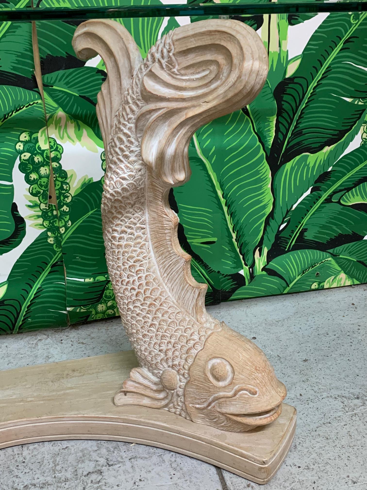 Late 20th Century Japanese Koi Fish Sculptural Console Table For Sale
