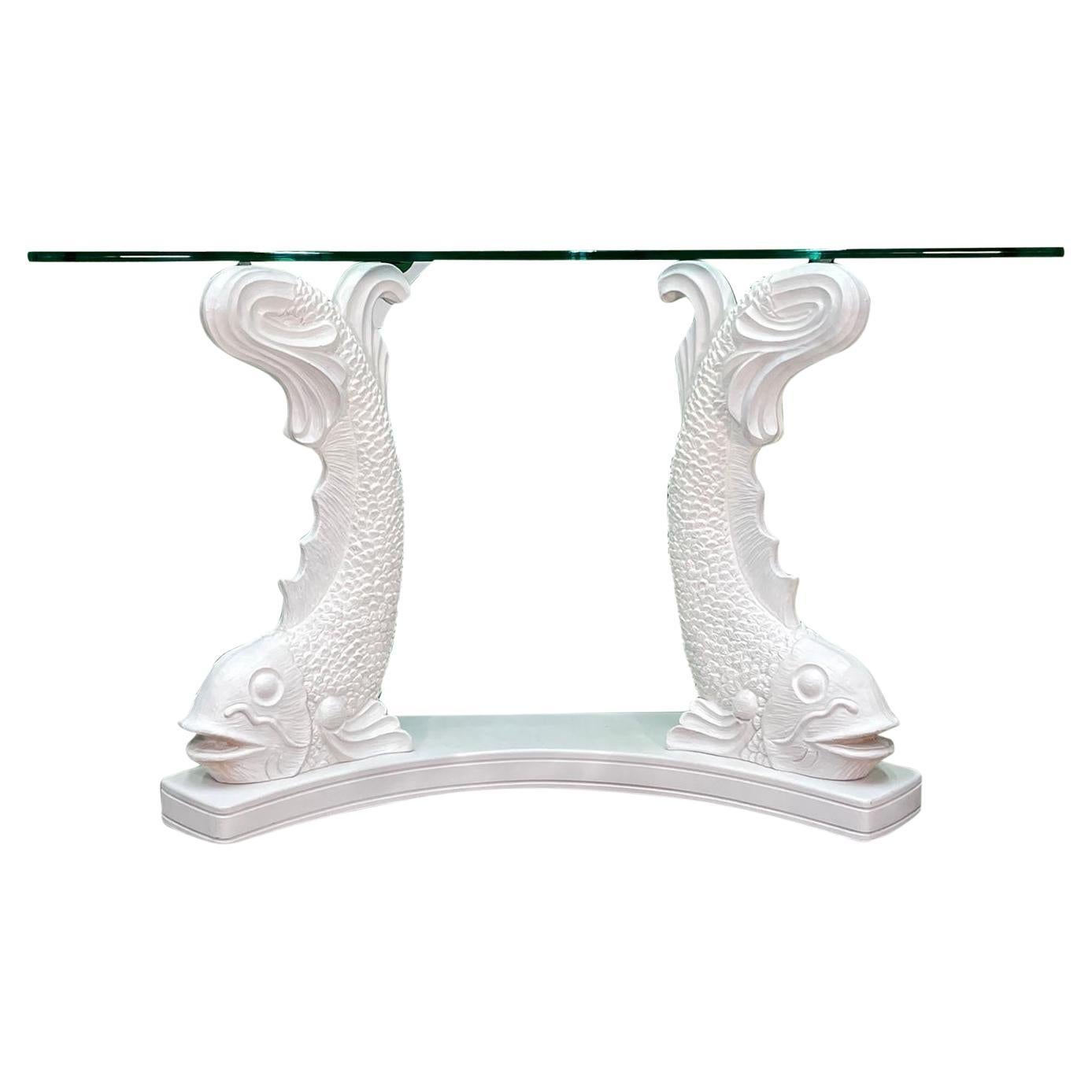 Japanese Koi Fish Sculptural Console Table
