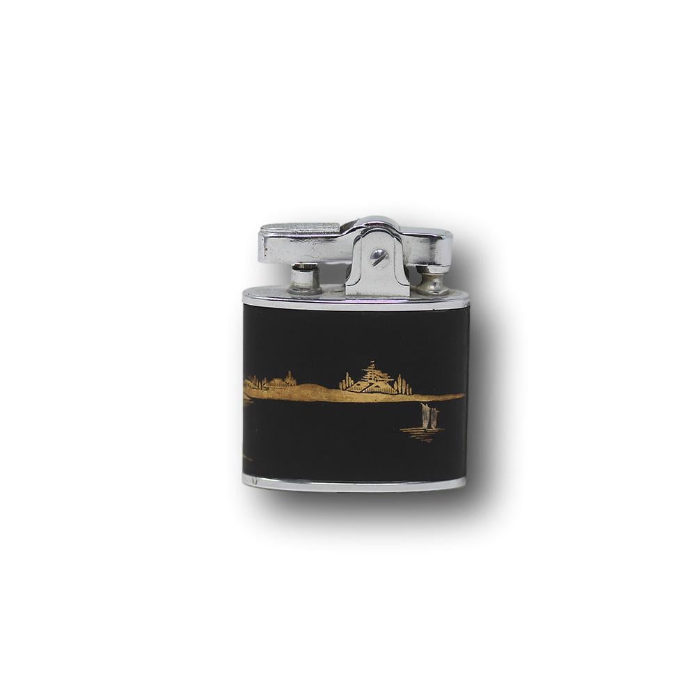 Inlay Japanese Komai Style Cigarette Case & Lighter Set Meiji Period