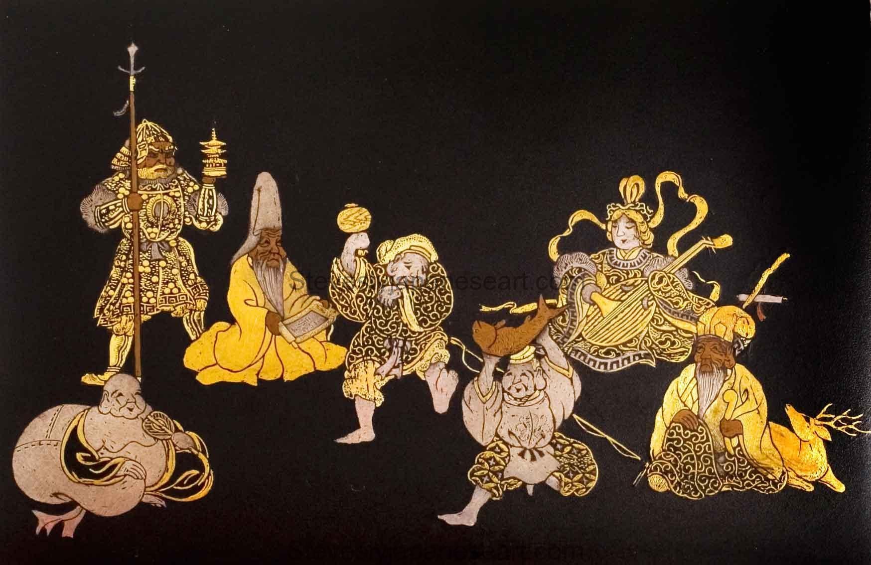 Japanese Komai Style Damascened Iron Box – Lucky Gods 1