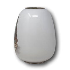 Jarrón japonés de esmalte de cloisonné Komainu Firmado Shobido de Osaka