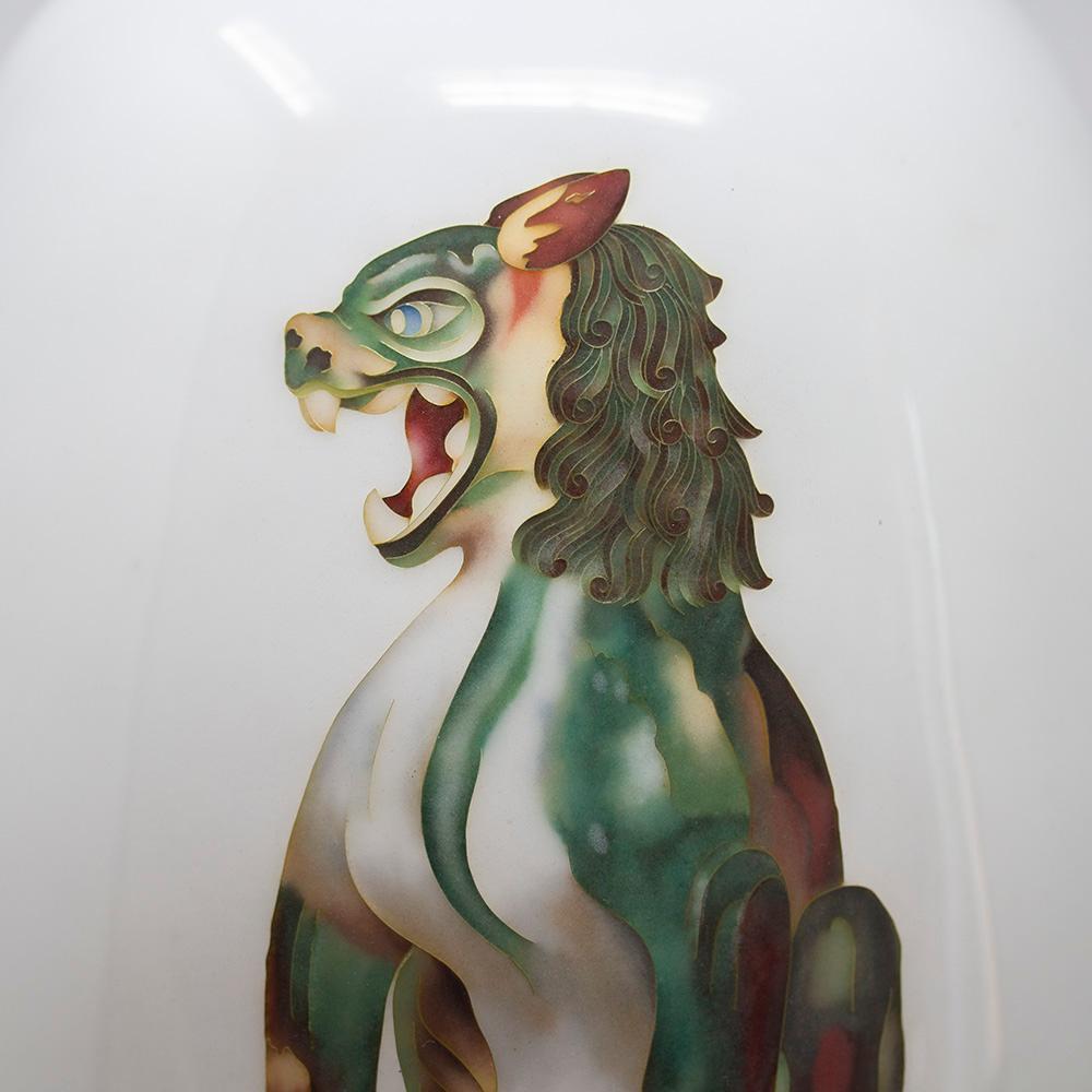 Japanese Komainu Cloisonne Enamel Vase Signed Shobido of Osaka In Good Condition In Newark, England