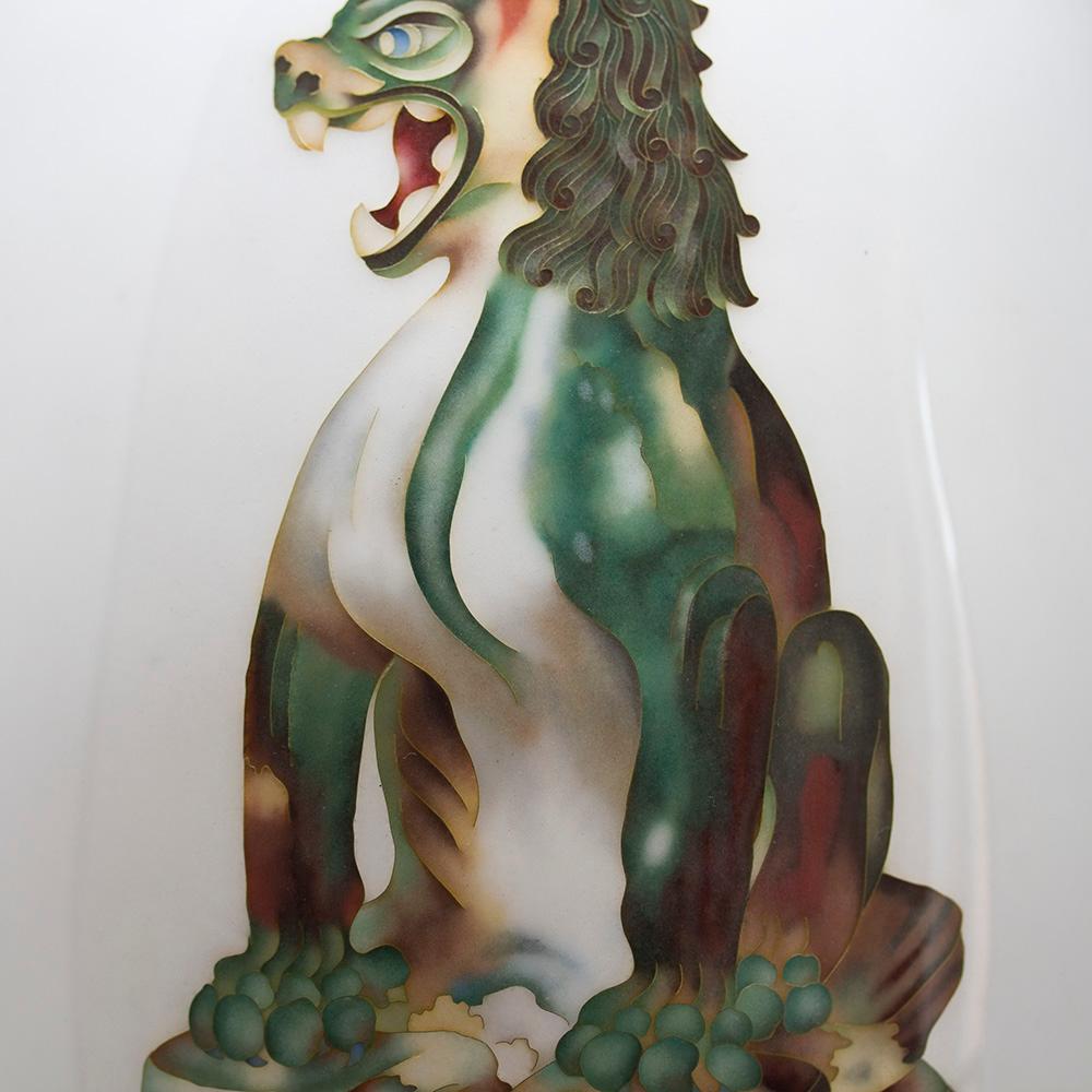 20th Century Japanese Komainu Cloisonne Enamel Vase Signed Shobido of Osaka
