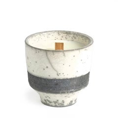 Komorebi tasse à bougie japonaise scénique Raku craquelé à bandes noires