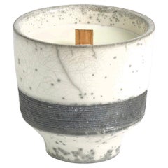 Japanese Komorebi Scented Candle Cup Black Band Raku Crackle