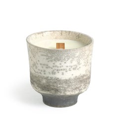 Japanese Komorebi Scented Candle Cup Black Base Raku Crackle