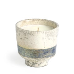 Japanese Komorebi Scented Candle Cup Silver Band Raku Crackle