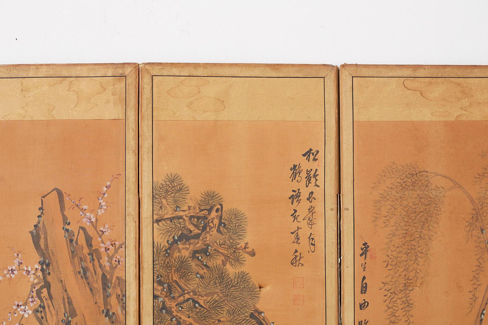 Japanese Korean Meiji Period Five-Panel Screen 10