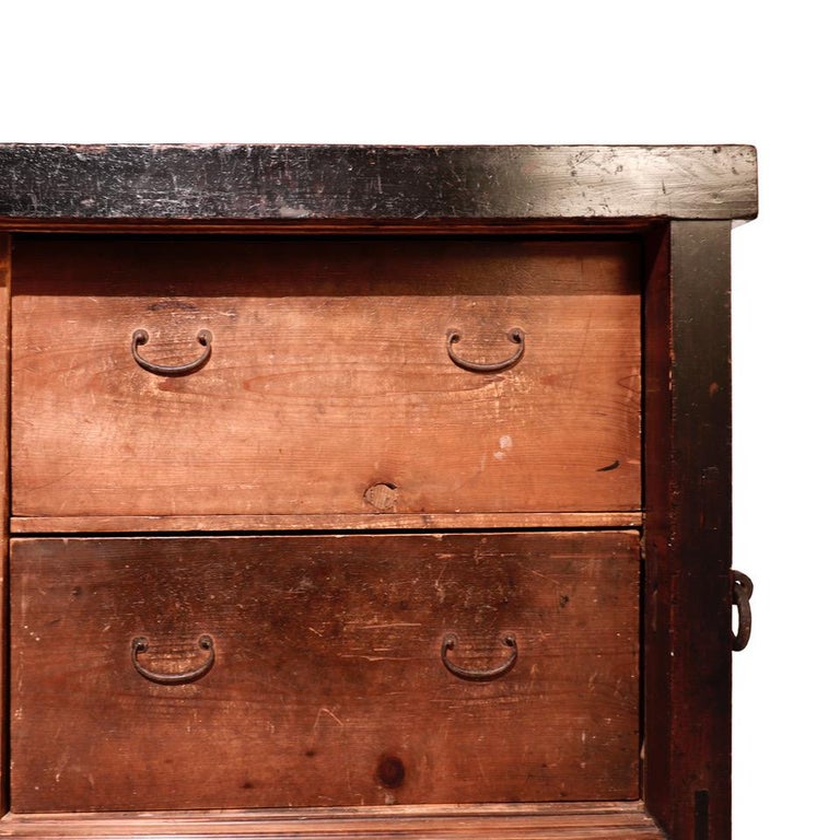 Japanese Kuruma Tansu Large Wheeled Storage Chest For Sale at 1stDibs