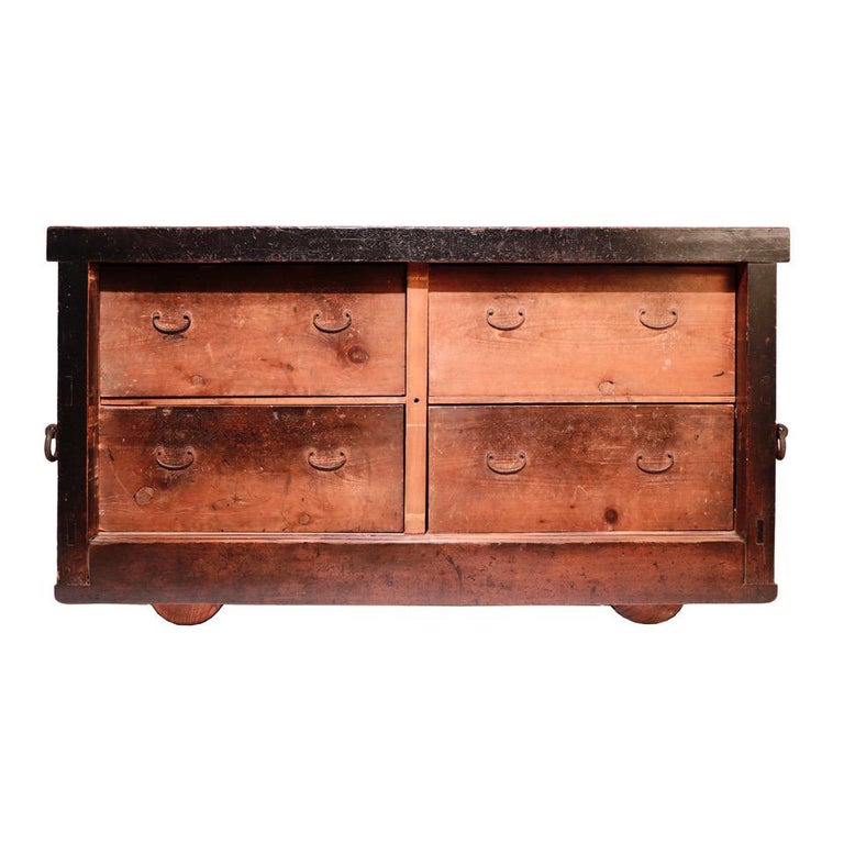 Japanese Kuruma Tansu Large Wheeled Storage Chest For Sale at 1stDibs