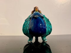 Japanese Kutani Eggplant Incense Burner, Showa Era, Early/Mid 20th Century