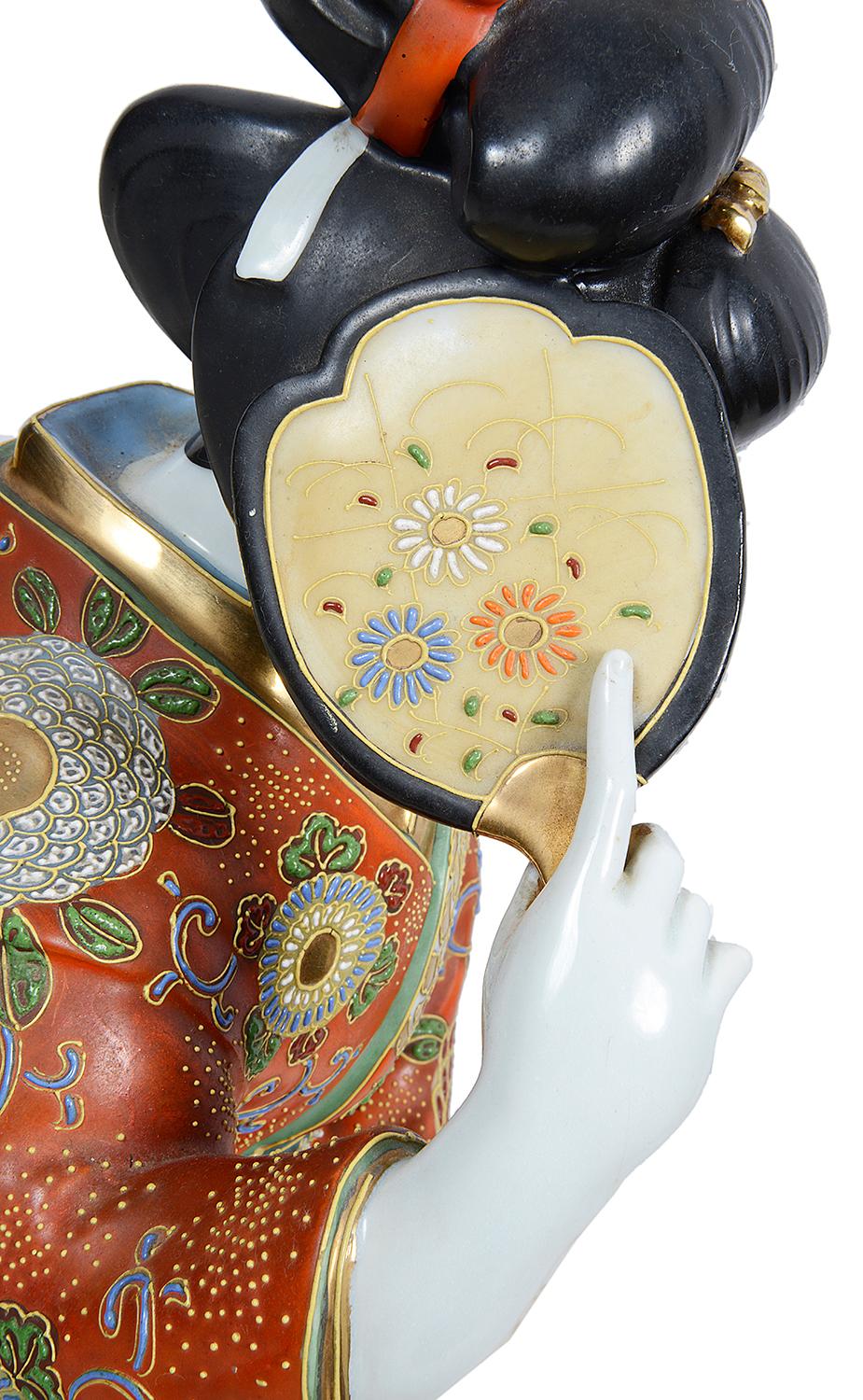 Hand-Painted Japanese Kutani Geisha Girl, circa 1920 For Sale