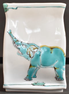 Japanese Kutani Hand-Painted Blue Decorative Porcelain Vase by Master Artist