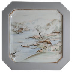Plat à paysage japonais Kutani Scène d'automne marqué, 19e/début 20e siècle