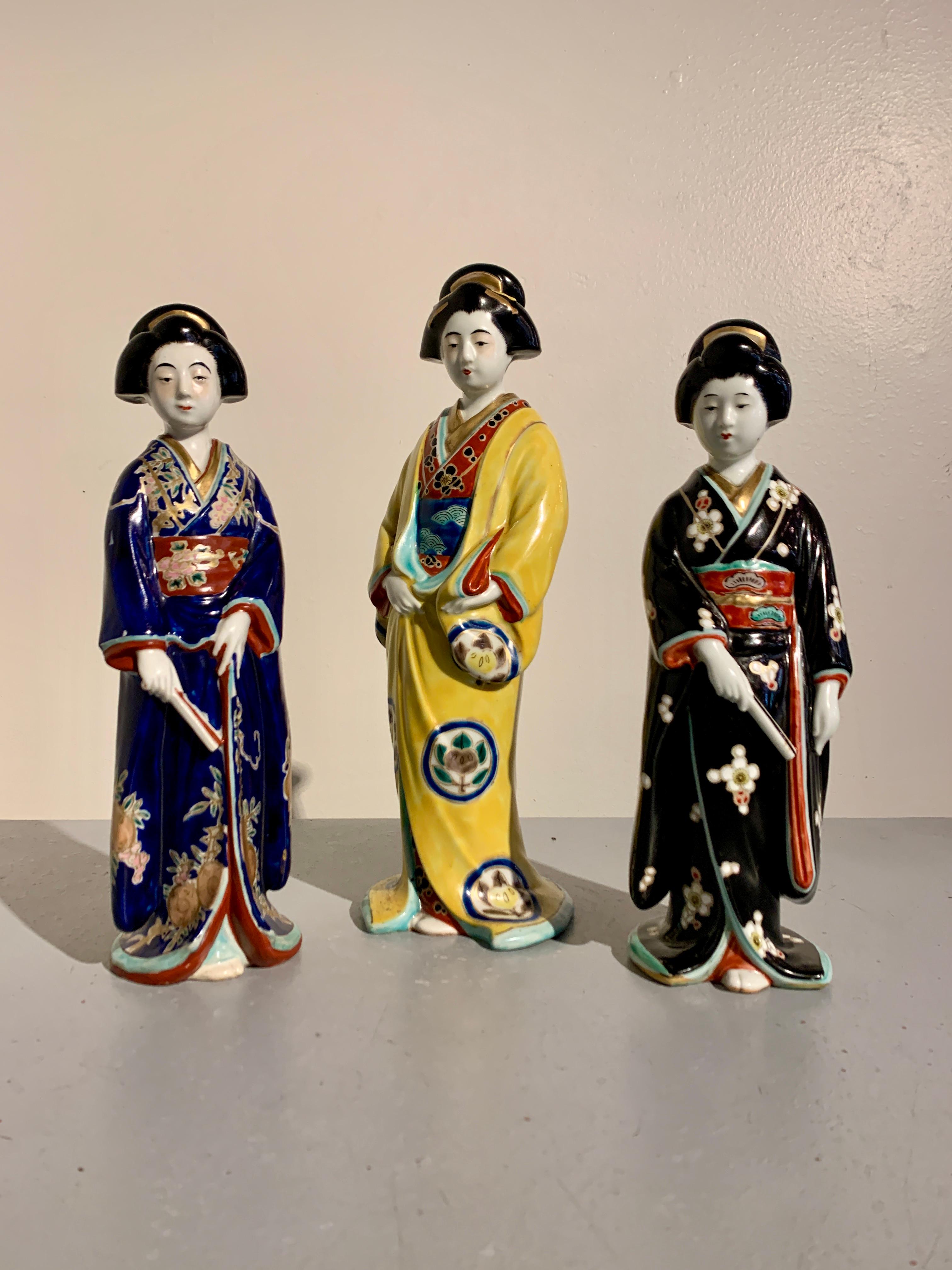 La beauté japonaise de la porcelaine Kutani, Bijin, ou Geisha, époque Showa, années 1930, Japon en vente 6