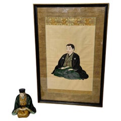 Japanese kutani Porcelain figure and painting, 19th Century