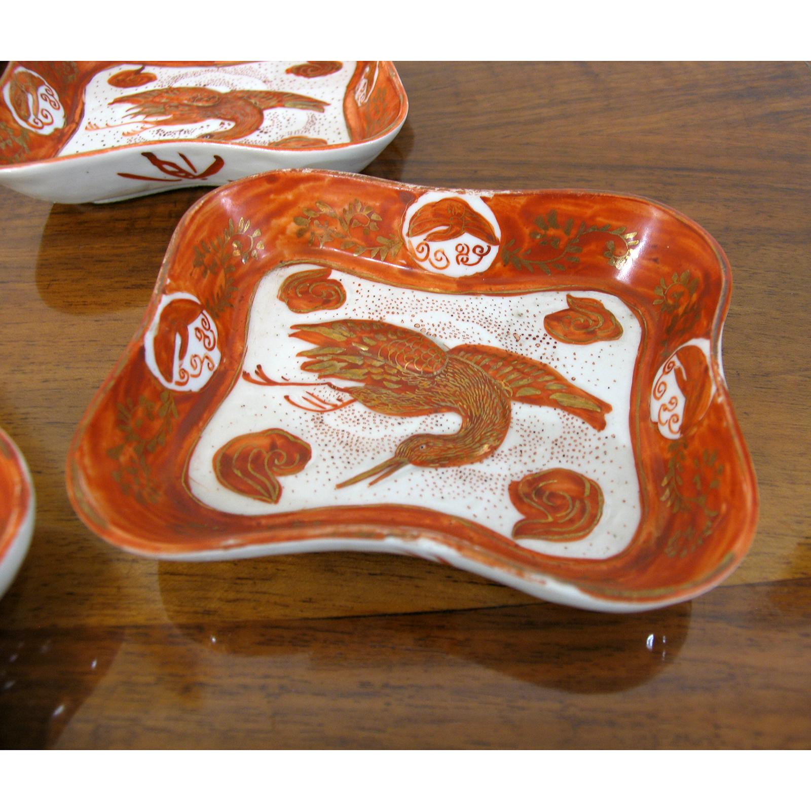 Japanese Kutani Sei Ceramic Dishes, Set of Six, Late 19th Century For Sale 2