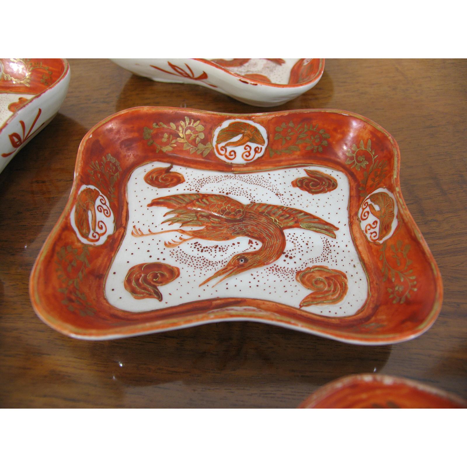Japanese Kutani Sei Ceramic Dishes, Set of Six, Late 19th Century For Sale 3