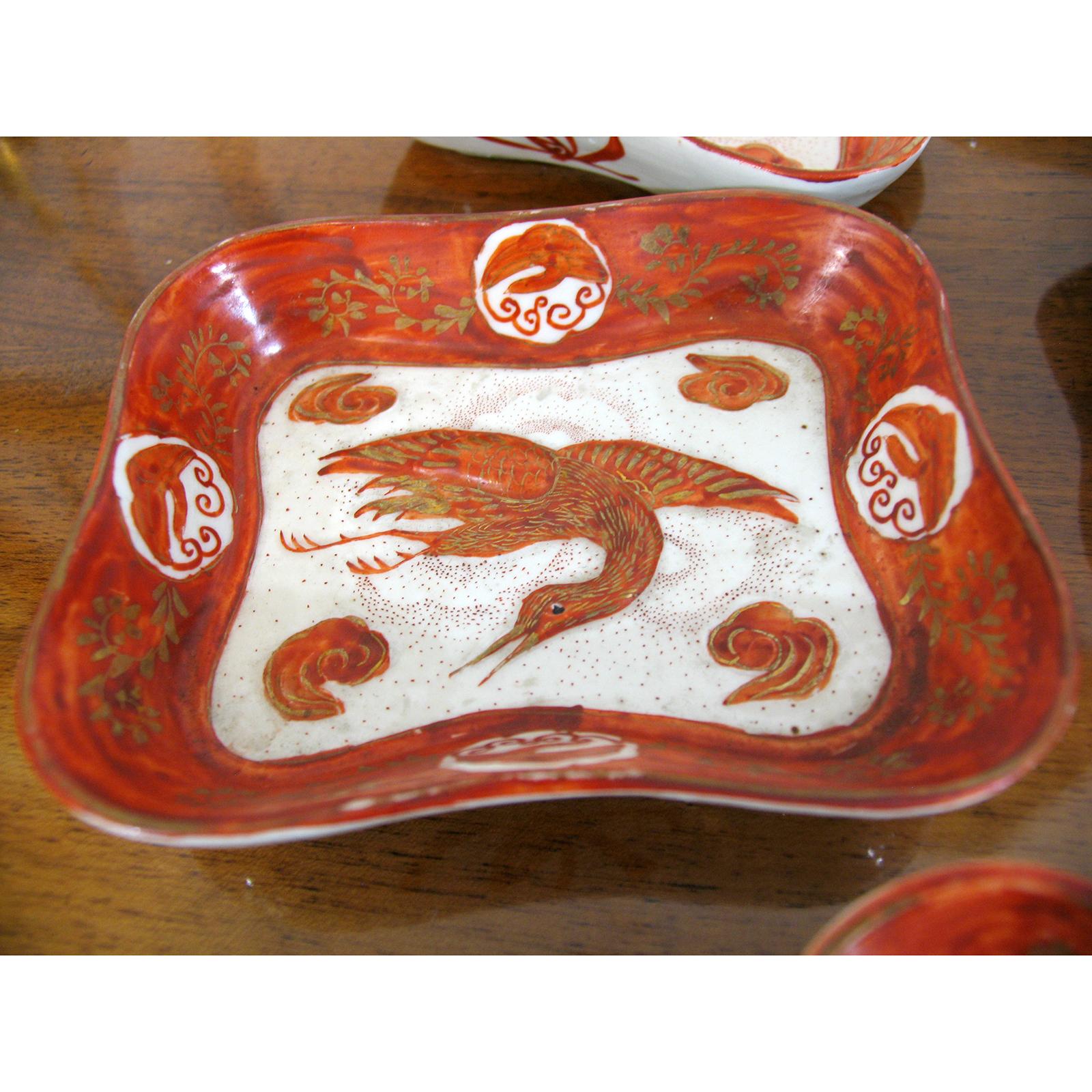 Japanese Kutani Sei Ceramic Dishes, Set of Six, Late 19th Century For Sale 4