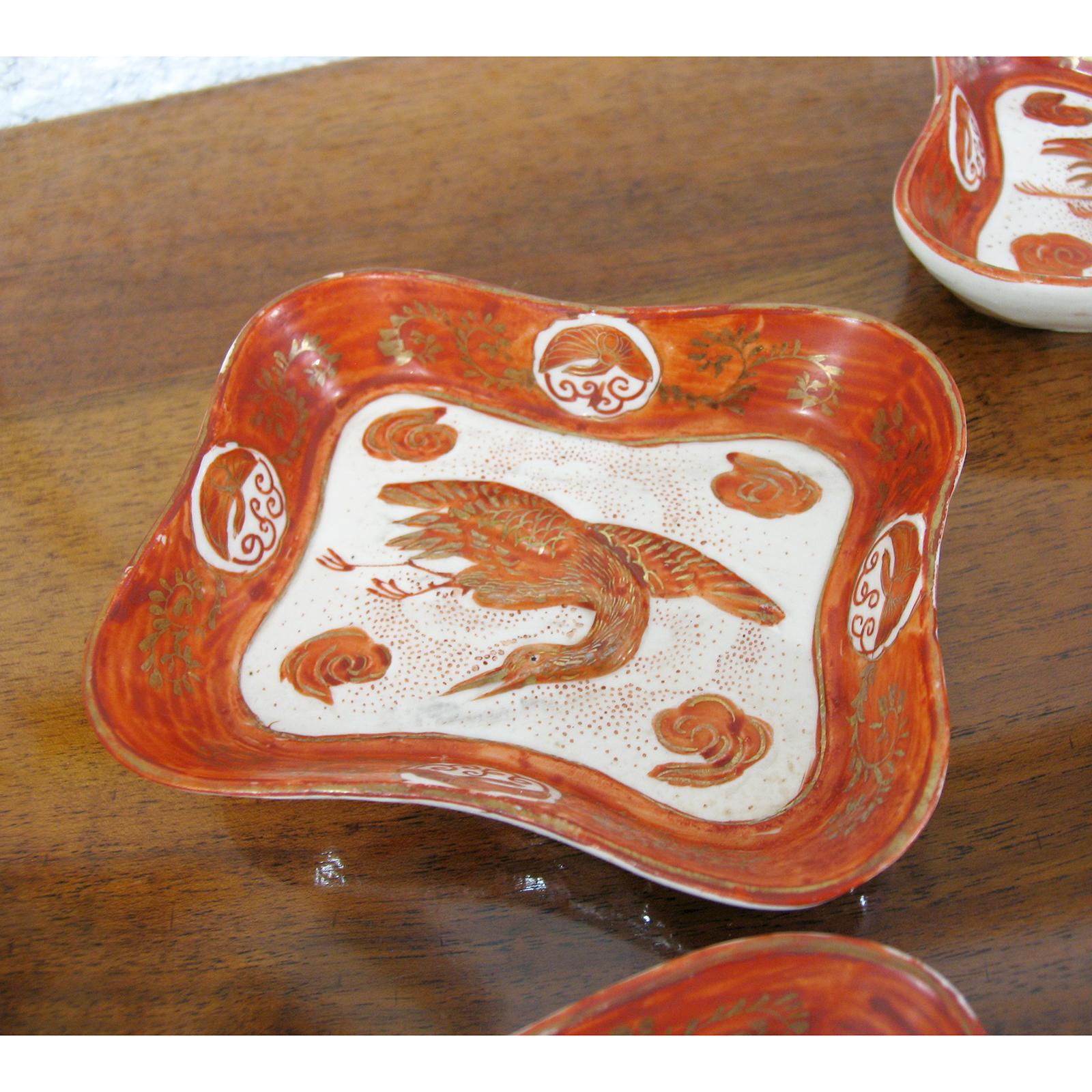 Japanese Kutani Sei Ceramic Dishes, Set of Six, Late 19th Century For Sale 5