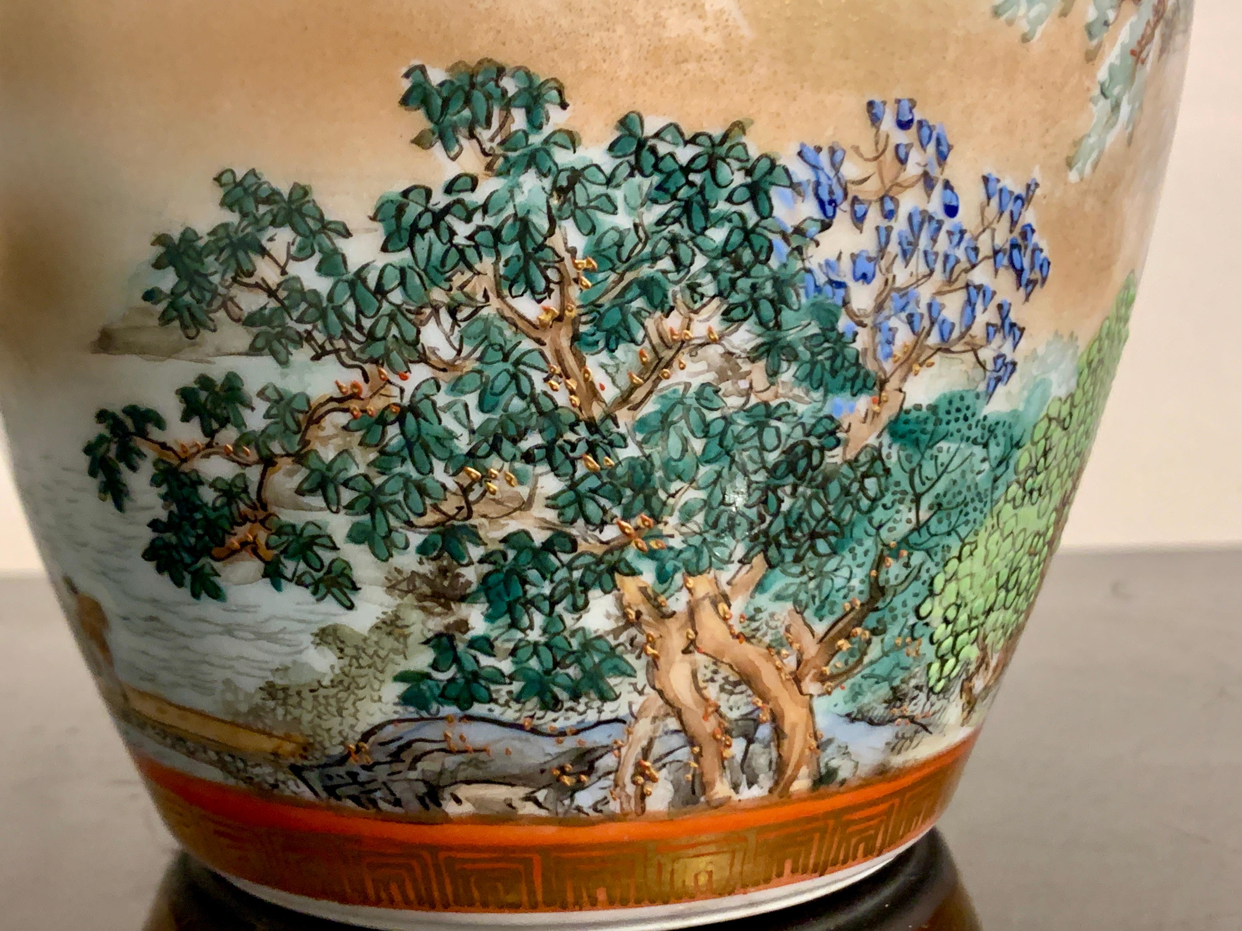 Japanese Kutani Vase with Landscape, Showa Period, 1930's, Japan For Sale 4