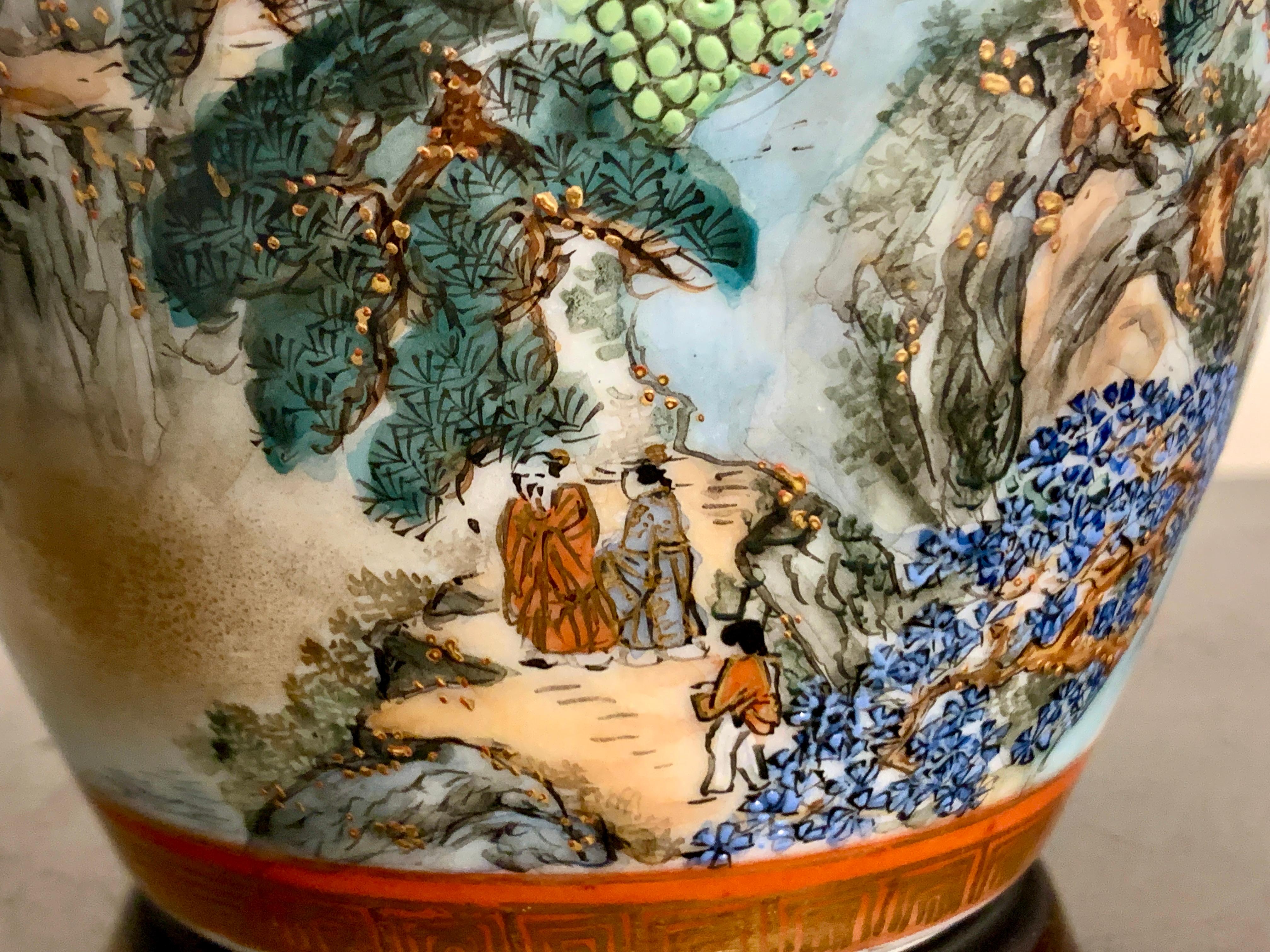 Japanese Kutani Vase with Landscape, Showa Period, 1930's, Japan For Sale 5