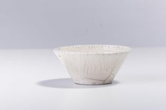 Japanese LAAB Moon Bowl Raku Ceramic Crackle White