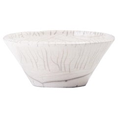 Bol de lune japonais en céramique raku blanc craquelé LAAB