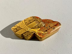Japanese Lacquer Accessories Box, Tebako, Brocade Design, Meiji Period, Japan