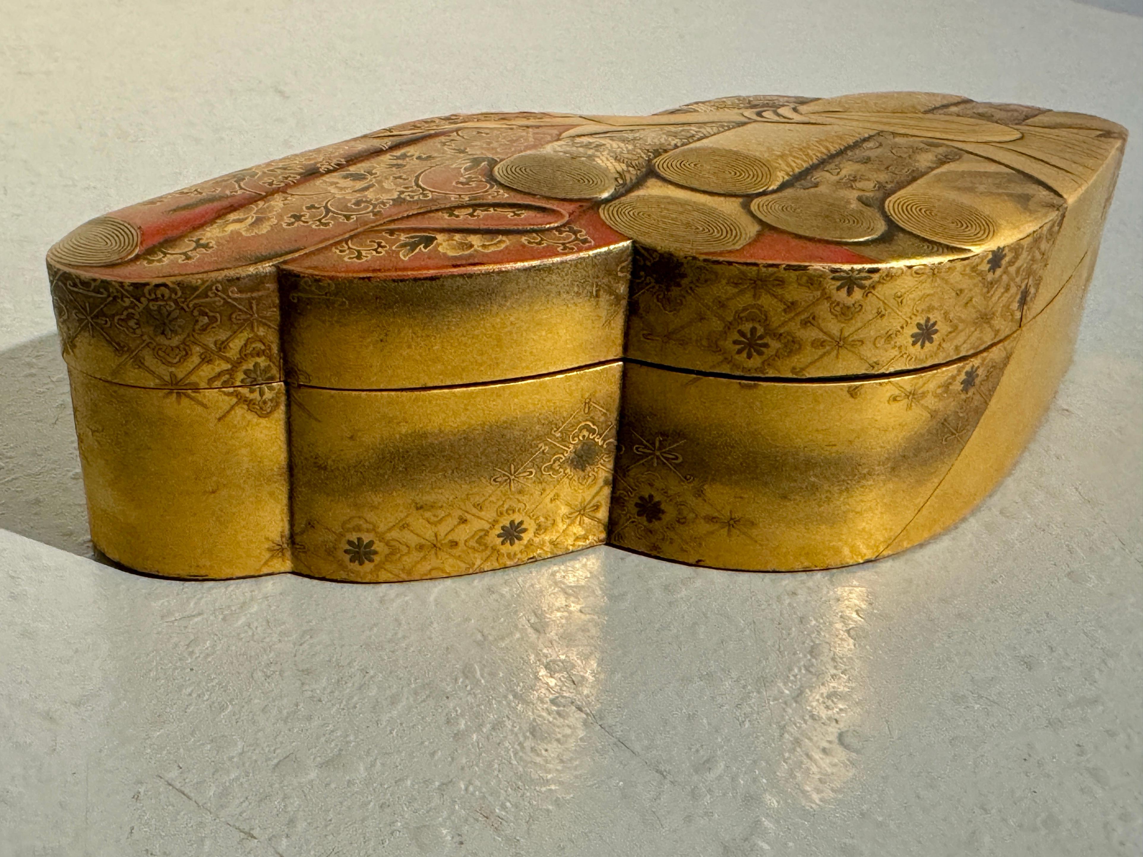 Japanese Lacquer Accessories Box, Tebako, Brocade Design, Meiji Period, Japan For Sale 2