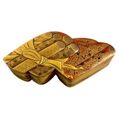 Japanese Lacquer Accessories Box, Tebako, Brocade Design, Meiji Period, Japan