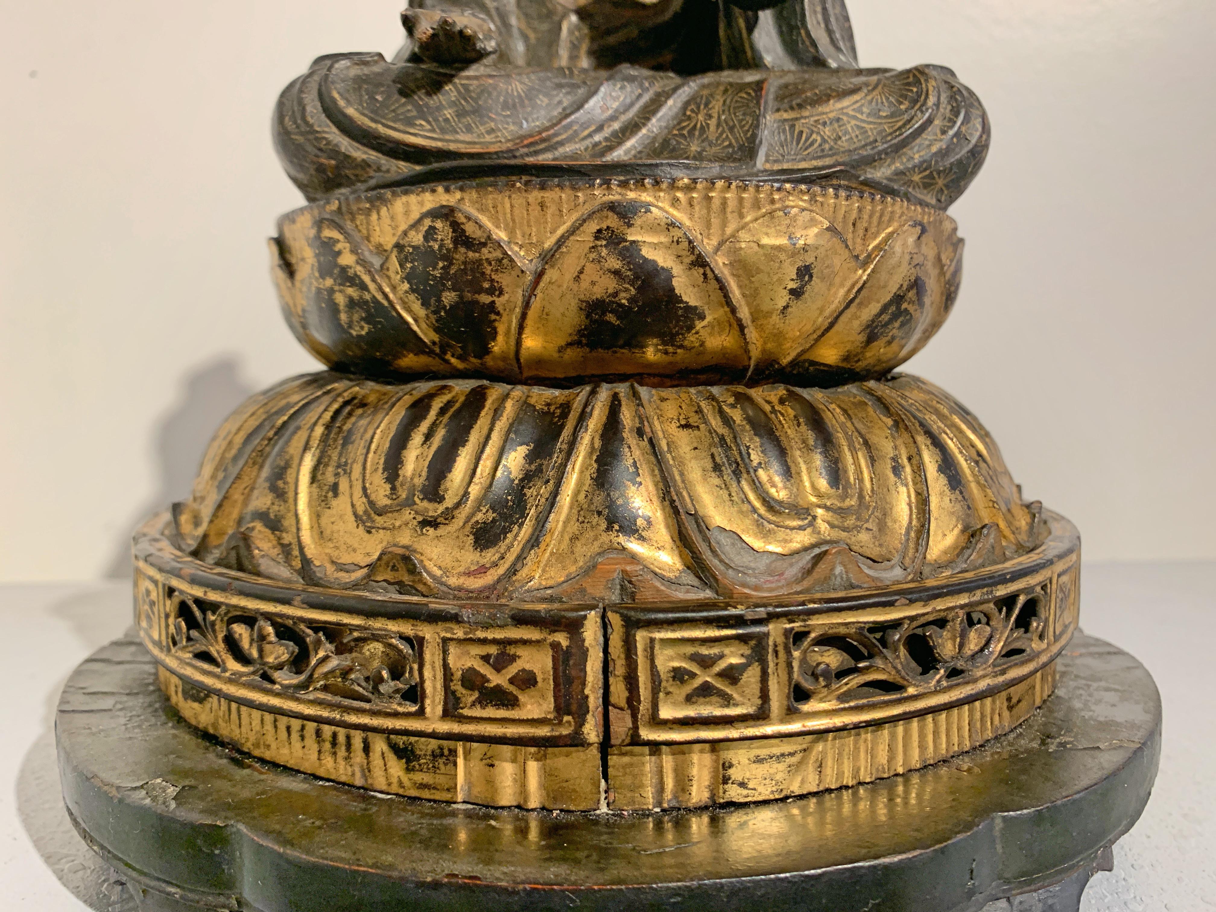 Cypress Japanese Lacquer and Giltwood Kannon, Edo Period, Japan