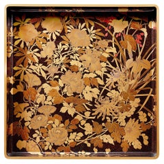 Used Japanese Lacquer and Gold Tray